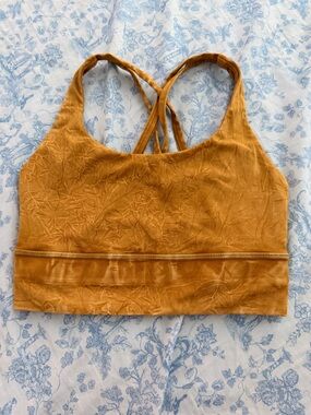 Lululemon XS Mustard Yellow Crinkle Sports Bra Top